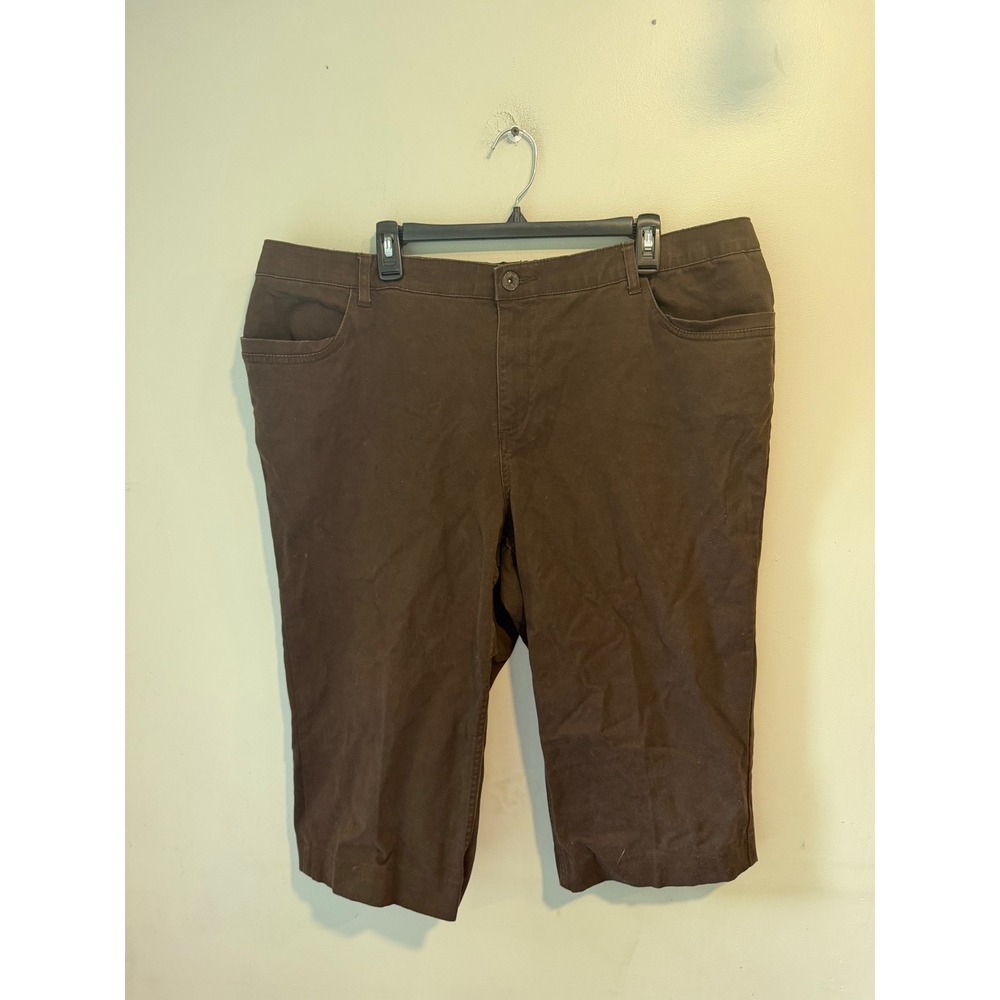 CJ Banks Womens 26W Brown Capri Pants Stretch Elastic Waist Casual Plus Size